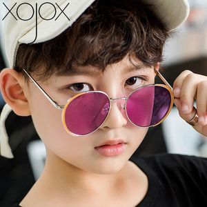 Роскошь- круглая детские солнцезащитные очки мальчик девушка модный металлический оттенок очки детские открытый аксессуары солнцезащитные очки UV400