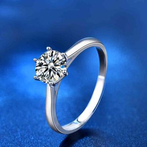 2021 Trendy Moissanite Ring 925 Silver 1ct 2g White Diamond Platinum Plated Rings For Women Wedding Party Girl Gift Jewelry