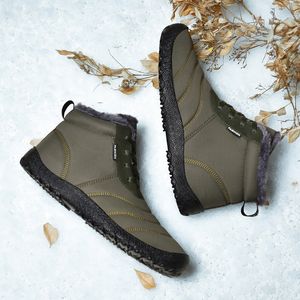 Men Winter Fashion Cold-proof Waterproof Casual Boots With Plush Male Cotton Cloth Low Lace-up Tooling Boot Outside Snow Shoes