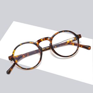 Vintage rundes Design, modische Sonnenbrillenrahmen, schmaler, leichter optischer Kunststoffrahmen mit großen Augen, klare Gläser, Unisex-Brillen für Männer und Frauen, 4 Farben im Großhandel
