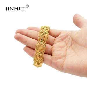 Bangle Gold Color Wedding Bangles for Women Bride Can Open Bracelets Ethiopian/france/african/dubai/indian Jewelry Gifts Viking Q0719