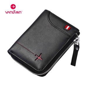 Nxy Wallet Rfid Men Genuine Leather Men s s Card Holder Luxury Boys with Coin Pocket Id Credit Purse 0212