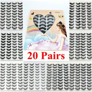 New 20 Pairs/Pack 3D Mink False Eyelashes 100% Handmade Full Strip Eye Lashes Natural Long Crisscross Eye lash Extension Fake Eyelash Makeup