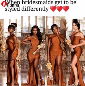 NY! Nigerian Elegant Mermaid Bridesmaid Dresses 2021 Off Shoulder Neck Maid of Honor Gowns Wedding Guest Evening Prom Wear DwJ0207