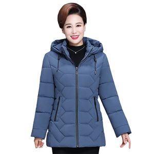 Middle-aged Women Winter Short Jacket Hooded Cotton Coat Woman Thick Casual Mother Parkas High Quality 210923
