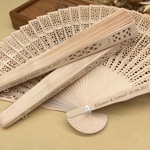 personalized sandalwood folding hand fans with organza bag wedding favours fan party giveaways