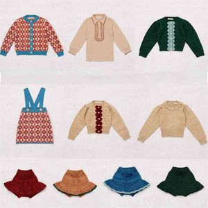 Misha i Puff Kids Girls Vintage Knit Swetry Piękne dziecko Winter Topy Mała dziewczynka Fasion Spódnice 210619