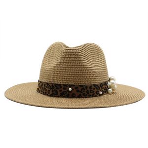 women hats straw wide brim band belt leopard pearl sun hats men women western cowboy vintage luxury beach round top men hats new