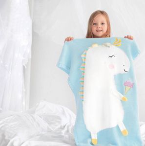 The latest size 110X65CM blanket, many styles to choose, unicorn three-dimensional ears children's knitted baby blankets