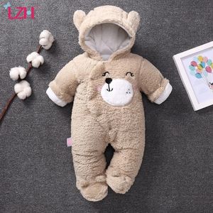 LZH 2021 Autunno Inverno Cute cartoon Stitch Orso Pigiama di cotone Ragazzi Tuta Neonate Pagliaccetto Teddy Cashmere 0 3 6 9 12 M 210309