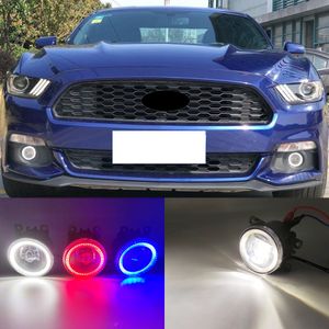 2 funções auto led drl luz de circulação diurna carro anjo olhos nevoeiro lâmpada foglight para ford mustang 2015 2016 2017 20187944408