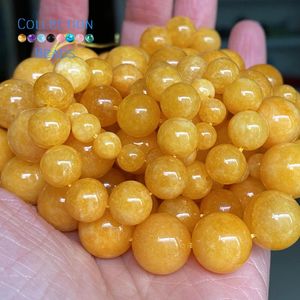 Diğer Doğal Sarı Ambers Jades Stone Gevşek Yuvarlak Boncuklar Mücevherat Yapan 6-12mm Aracı Diy Kadın Bilezikler Aksesuarlar 15 