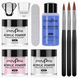 Nail Art Kits akrylpulver och flytande monomer set långvarig manikyrverktyg förlängning carving lim gel diy