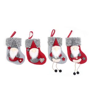 Hot Large Stockings Santa Elk Fabric Gift Socks Christmas Lovely Bag For Children Fireplace Tree Christmas Decoration