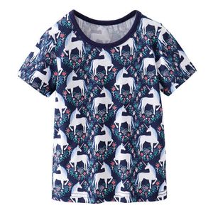 ジャンプメーター夏の子供のTシャツのりんごプリント100％コットンの女の子ティーキッズトップスカジュアル幼児210529