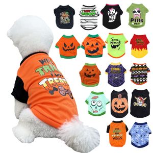16 Colori Cani di Halloween Camicia Abbigliamento per Cani Cucciolo di Animali Domestici T-Shirt Costume da Fantasma Abiti Simpatici Cuccioli di Zucca Vestiti per Cagnolini Piccoli Abbigliamento per Animali Festa Cosplay A87