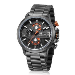 Top Brand Luxury Business Style Black Watch Quartz Chronograph Man Waterproof Sport Men tittar på nya modeprodukter i Europa och Amerika armbandsur