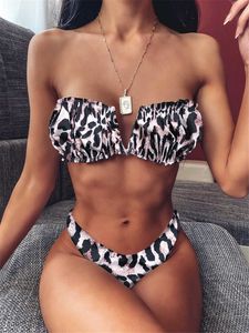 Sexy V-förmiger Bikini 2021 Neue Frauen Badeanzug Bademode Biquinis Weibliche Gewickelte Badeanzüge Frauen Beize Anzug Schwimmen Beachwear Y0820