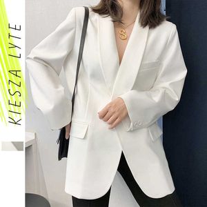 Weiß Casual Blazer Jacke Weiblichen Frühling Lose Anzug Outfit Für Frauen Mantel Damen Oberbekleidung 210608