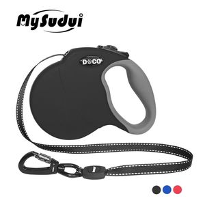 MySudui 4M 5M Retractable Dog Leash Automatic Extending Reflective Nylon Leads Big For Large 210729