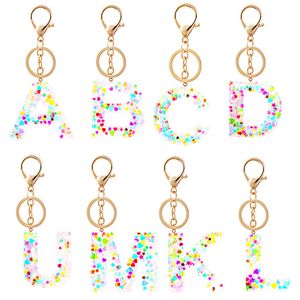 Cute Letter Pendant Key Chains Rings For Women Men Acrylic Resin Keychains Alphabet Keyring Holder Charm Bag Accessories Gift