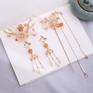 Hair Clips Barrettes Fringed Long Headdress Crystal Flower Design Handmade Traditional Chinese Style Suitable For Cllocation With Hanfu EA