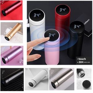 Smart Temperature Measuring Flask Water Bottles LED Touch Display Temperatures Cup Couple Cups Creative Business Cup Free DHL ship HH21-103