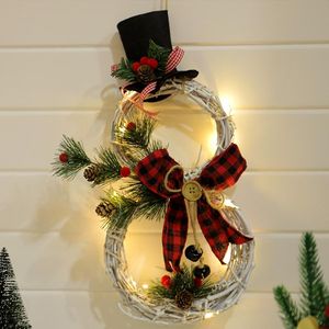 Decorazioni natalizie da appendere alla parete, ghirlanda, porta, finestra, decorazione, ornamento in rattan con luci