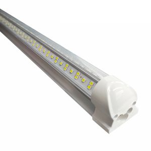 Stock In USA + V Shaped 72W 8FT T8 LED Lights Tubes Integrated 2400mm Cold White 100W 10000LM 144W 14400LM Cooler Door Shop Lamp for Garage AC 110-277V 25PSC USALIGHT