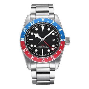 Relógios de pulso 41mm Mecânica automática relógio de aço inoxidável cinta de aço luxo gmt calendário militar luminoso mergulhador impermeável wristwatch me