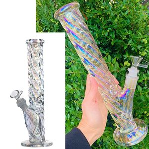 13 inç Sigara Nargile Karanlıkta Glow Lumious Cam Su Bongs Sigara Borular 18 Downstem 14.4 mm Kase Sprial Dab Rigs