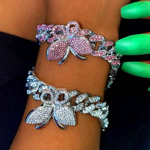 Farfalla ghiacciata intera da 12 mm con collegamento cubano per gioielli da donna con catena a mano con strass bling hip-hop