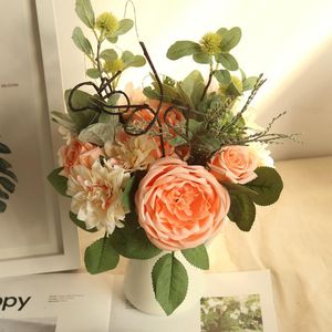 Çiçekler Dahlias toptan satış-Dekoratif Çiçekler Çelenk ADET Dahlia Şakayık Bunch Yapay DIY Ev Çiçek Düzenleme Dekorasyon Düğün El Buket Yol Kurşun Fak