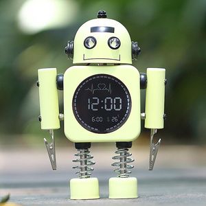 Desk & Table Clocks Modern Luminous Robot Digital 3D Unique Gifts Night Light Alarm Clock At Dark Reloj Pared Horloge