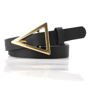 Gürtel Designer für Frauen PU Leder Lange Dünne Gürtel Schwarz Damen Taille Ceinture Femme Gold Dreieck Bund 2021 PY75