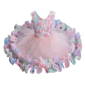 Citgeett sommar barn toddler tjejer mesh ärmlös blomma patchwork bowknot prinsessa klänning kläder Q0716