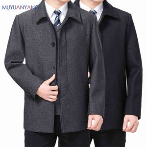 Mu Yuan Yang Cappotto di lana per uomo Casual Cappotti di lana Abbigliamento maschile Giacche da uomo Cappotto monopetto 4XL Plus Size 211122