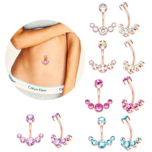 14G Zirkon Bauchnabelpiercing Bunter Stein Intarsien Nabelringe Langhantel für Frauen