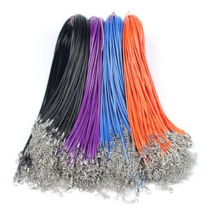 2mm Waxed Cord Adjustable Braided Rope String Necklace Chain with Lobster Clasp DIY Jewelry Making findings accessories