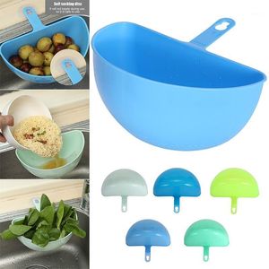 Kitchen Storage & Organization Suction Cup Style Drain Basket Multifunctional Fruit Vegetable Leftovers Filter Plastic Rack 688