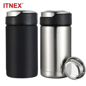 ITNEX 380ML Stainless Steel 304 Vacuum Flasks Thermos Mug Tea Infuser Coffee Mug Leak-Proof Travel Car Thermal Insulation Bottle 210907