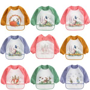 Wholesale baby boy burp clothes for sale - Group buy Easter Baby Toddler Bib Overall Waterproof Rabbit Print Girl Boy Burp Cloths Long Sleeve Cartoon Kid Feeding Smock Apron Eating Coverall Clothes