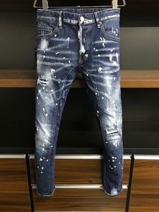 Vendite calde Uomo Jeans Foro Blu chiaro Grigio scuro Euro Brand Uomo Pantaloni lunghi Pantaloni Streetwear denim Skinny Slim Straight Biker Jean D2 Distintivo di alta qualità DSQ Hip-Hop Cotton