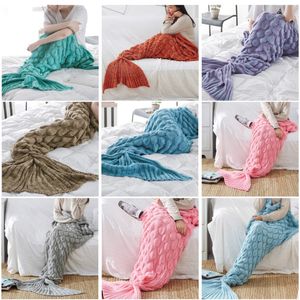 Die neueste 195 x 90 cm große Decke, eine Vielzahl von Stilen zur Auswahl, gestrickte Decken im Meerjungfrau-Stil, Sline-Abdeckung, Fischschwanz