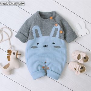 Knitted Clothes Autumn Winter Boys Long Sleeve Boy Animal Jumpsuit Baby Girl Romper 210312