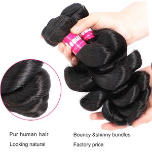 Pacotes de cabelo humano de onda solta peruana com pacote de fechamento de 30 polegadas com fechamento de 4x4 com 3 4 pacotes de tecelão de cabelo Remy Hair