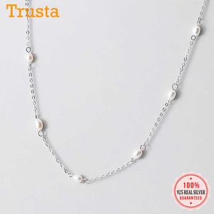 TrustDavis Real 925 Sterling Silverファッション高級エレガントな真珠の胸骨ネックレスの女性のウェディングパーティーS925 Jewelry Da1548