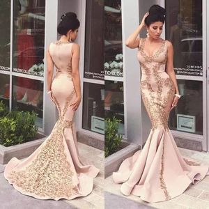 2022 lindo sereia vestidos de noite longa vestidos de ouro applique vestidos de baile saudi árabe elegante estilo vestidos de festa