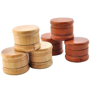 60MM Colorful Natural Wood Smoking Metal Portable Dry Herb Tobacco Grind Spice Miller Grinder Crusher Grinding Chopped Hand Muller Cigarette Accessories DHL