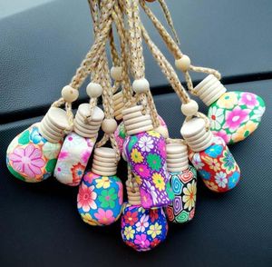 Polymer Clay Car Perfume Bottle Cars Hanging Decoration Essential Oils Diffusers Perfume-Pendant Bottles Fragrance Air Fresher Ornament SN3135